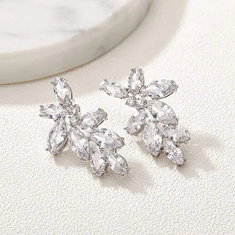 Huitan Marquise CZ Bridal Dangle Earrings | Wedding Jewelry