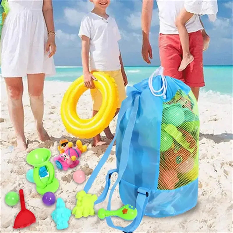 Foldable Mesh Beach Bag | Drawstring Backpack Travel Organizer