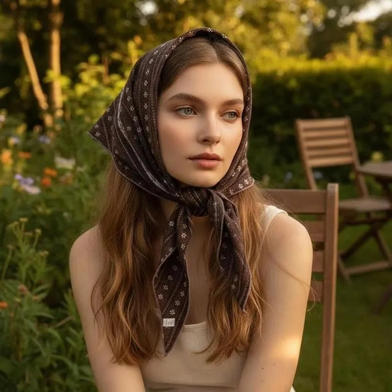 Vintage Floral Triangle Scarf – Boho Bandana Headband Women