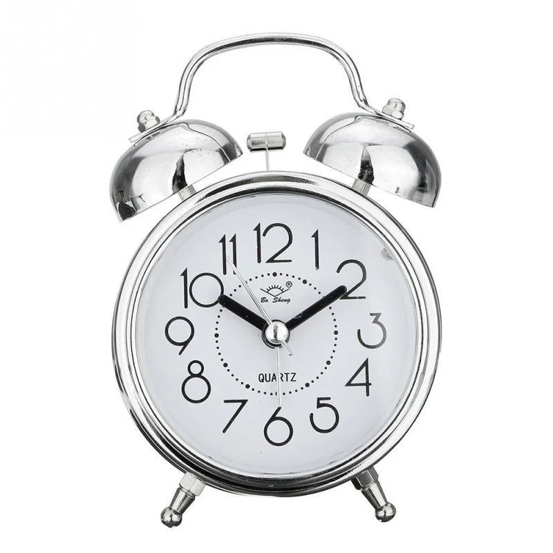 Vintage Retro Dual Bell Alarm Clock – Silent & Night Light