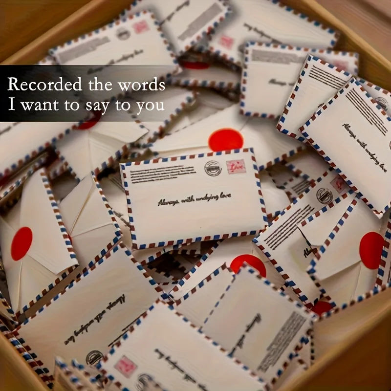 90-Pc Mini Envelope Set | Red Seal, Heart Labels & Stamps