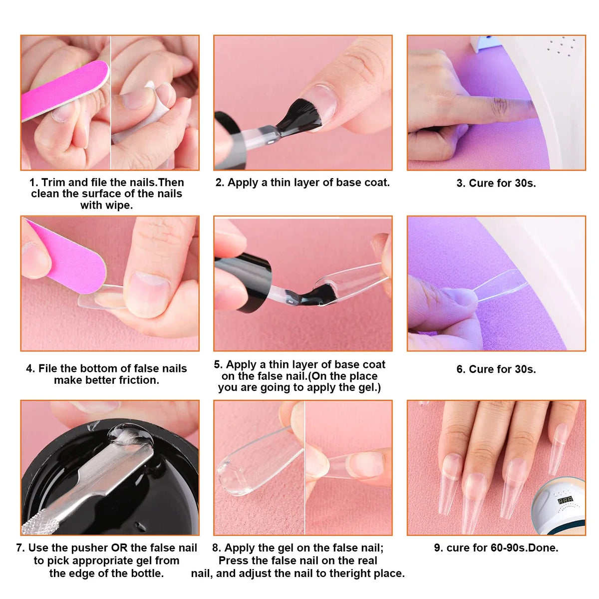 3 Bottles Solid Nail Glue Gel Tips Clear No Wipe Adhesive Rhinestone