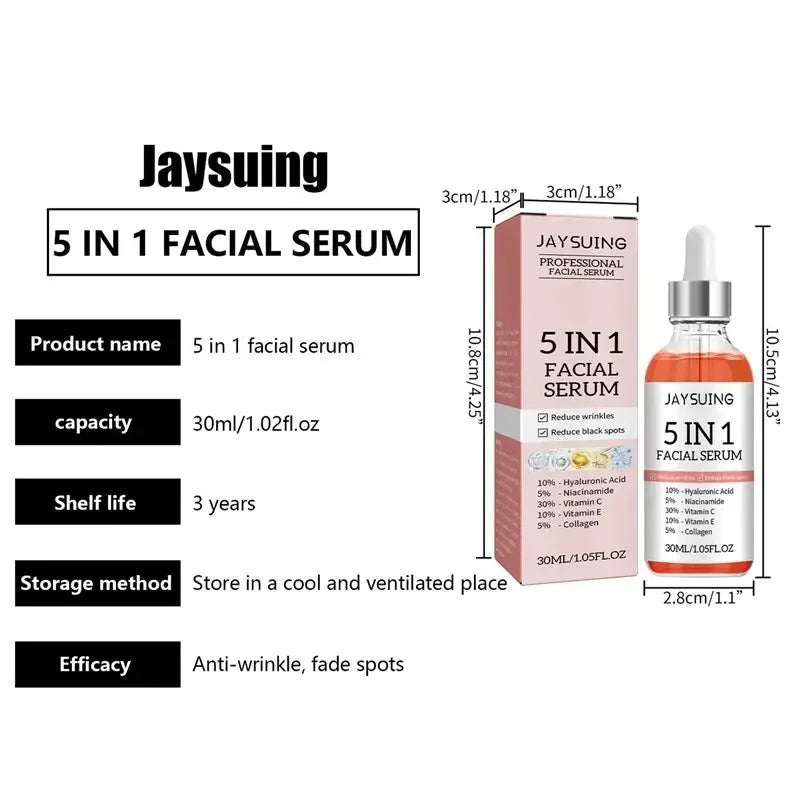 Jaysuing 5-in-1 Hyaluronic Acid Face Serum Vitamin C 30ml