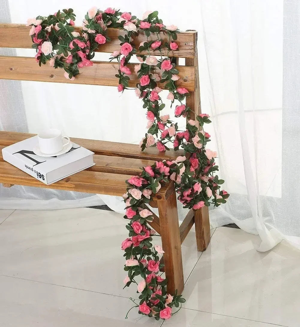 Artificial Silk Rose Vine Garland | Wedding & Home Wall Decor