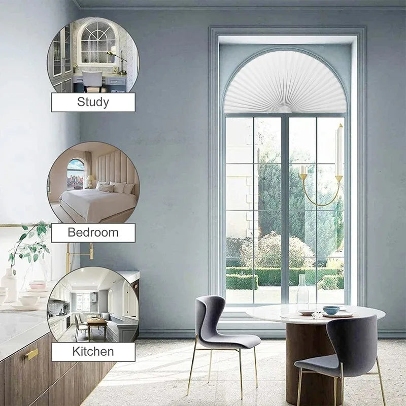 Self-Adhesive Arch Pleated Blind | Light Filtering Window Shade