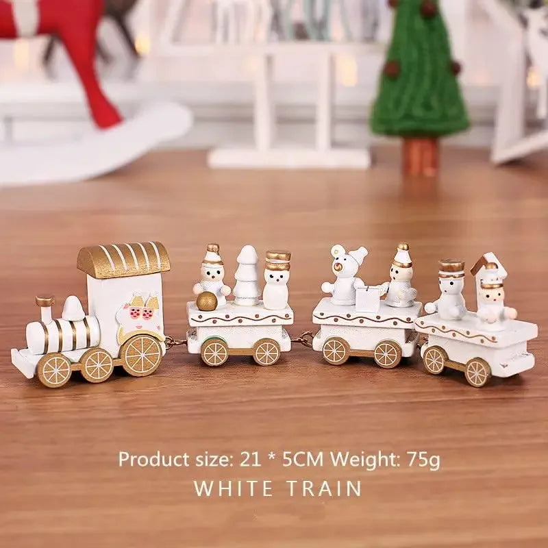 Christmas Wooden Mini Train Ornament Set – 3-Piece Décor