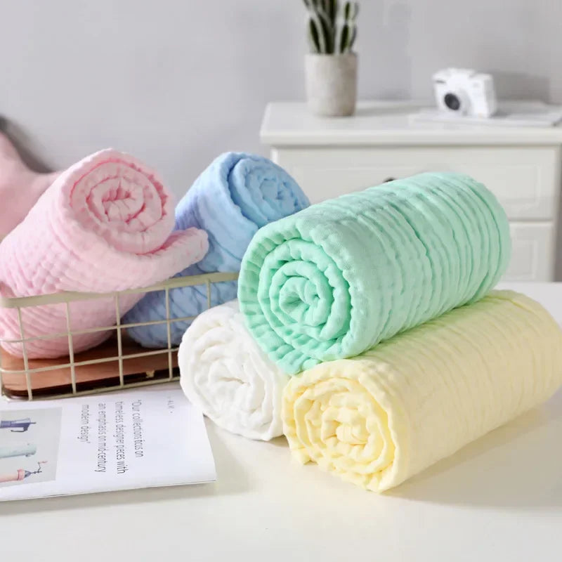 6-Layer Cotton Muslin Baby Swaddle Blanket & Bath Towel 105cm