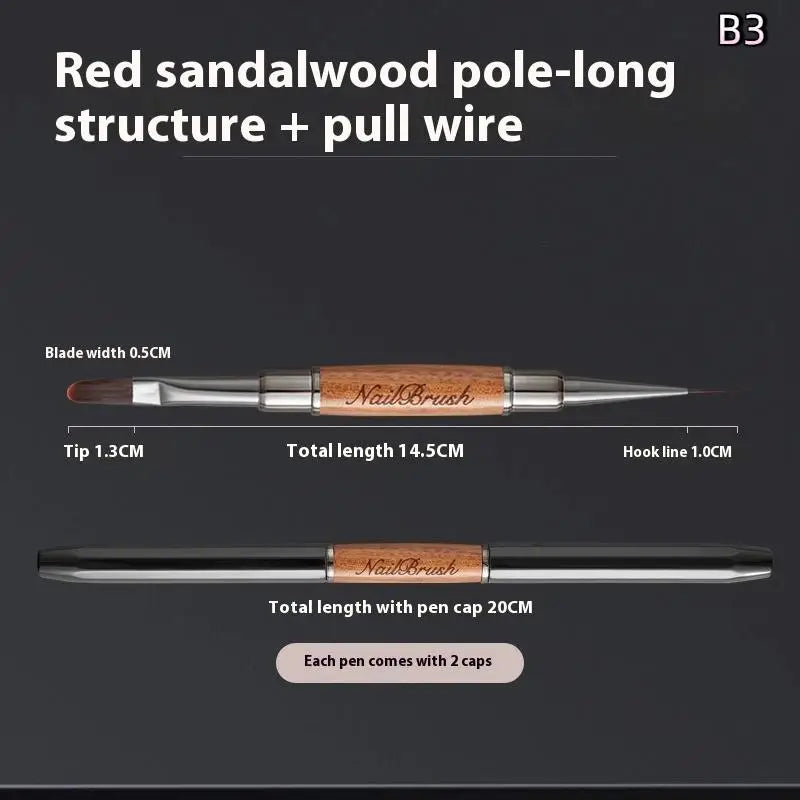 Sandalwood Double-Headed Nail Art Brush Pen | Detail Lines