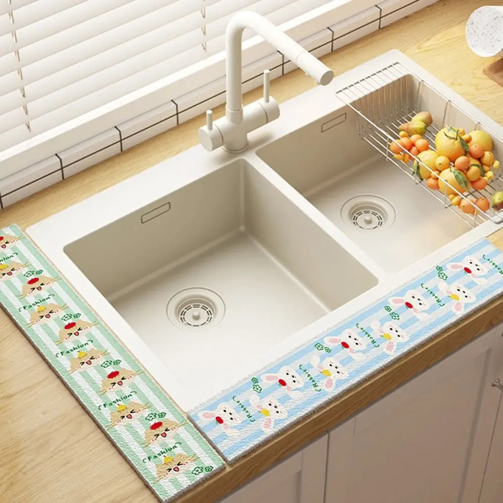 Cute Wood Pulp Cotton Sink Countertop Absorbent Pad Cartoon Quick Dry