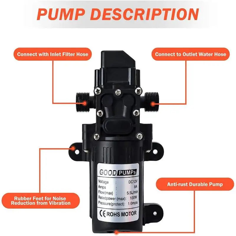 DC 12V Pressure Diaphragm Water Pump Multifunctional Mini Booster