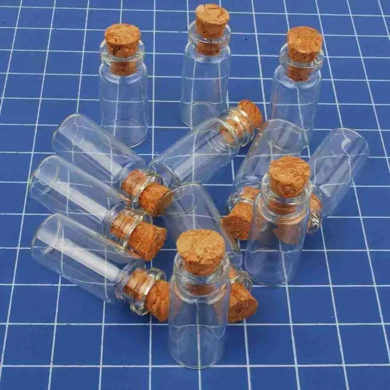 10-Pack Mini Cork Glass Bottles Vials 24x12mm – Craft & Jewelry