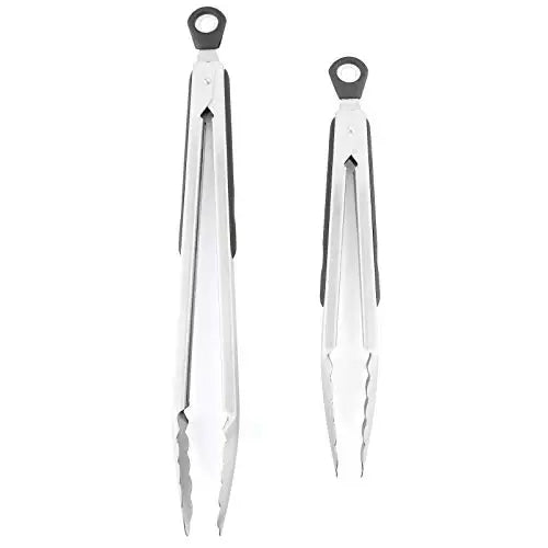 BBQ Tongs Set 9 & 12 Inch – Stainless Steel Silicone Food Clips
