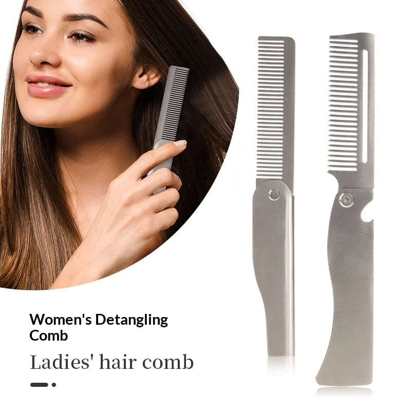 Men's Retro Folding Stainless Steel Comb – Portable Styling