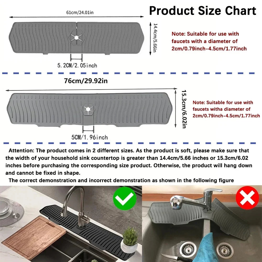 Foldable Silicone Faucet Splash Guard & Sink Drain Pad