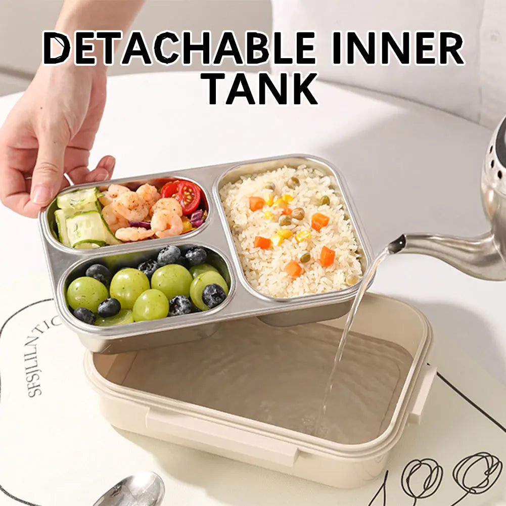Stainless Steel Bento Lunch Box | 3-Compartment Leakproof