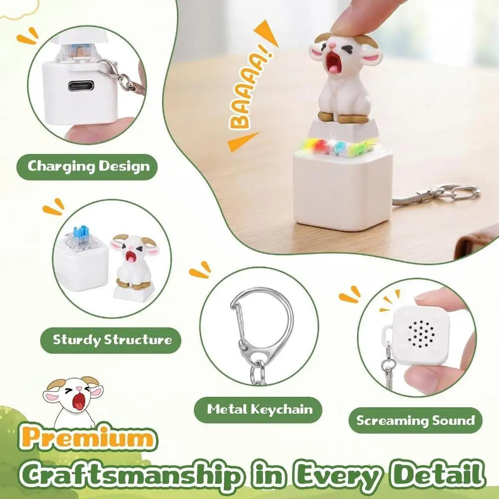 Screaming Goat LED Clicker Keychain – Animal Sound Fidget Toy
