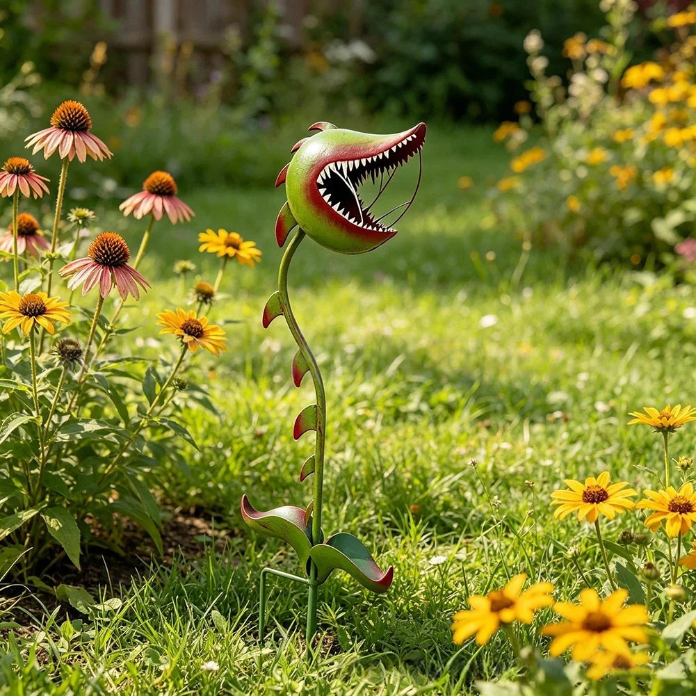 Metal Pitcher Plant Garden Stake – Whimsical Outdoor Yard Art