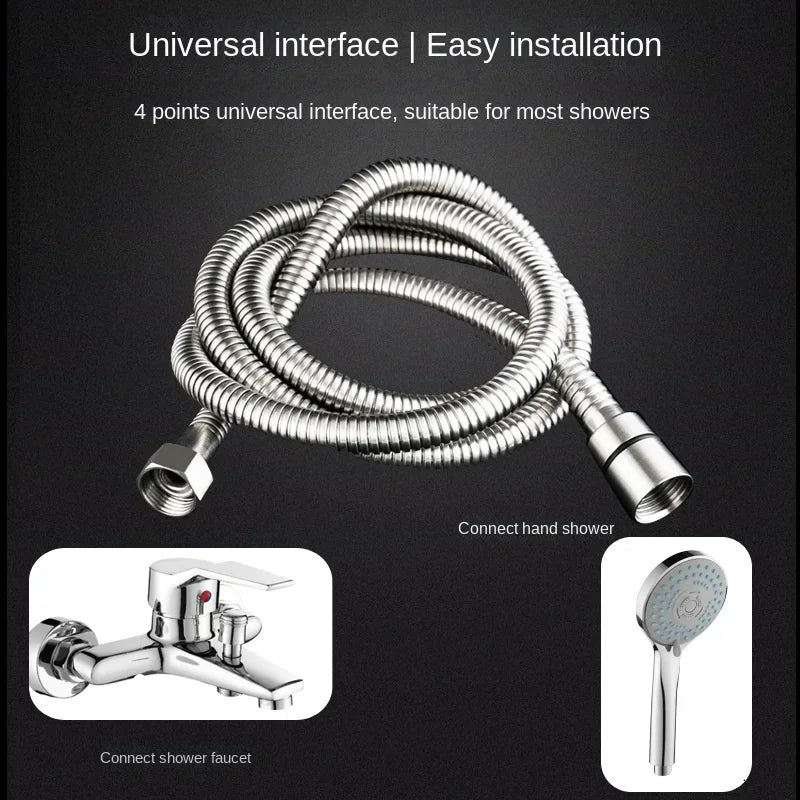 SUS304 Flexible Shower Hose 1.5M/2M – Stainless Steel Black