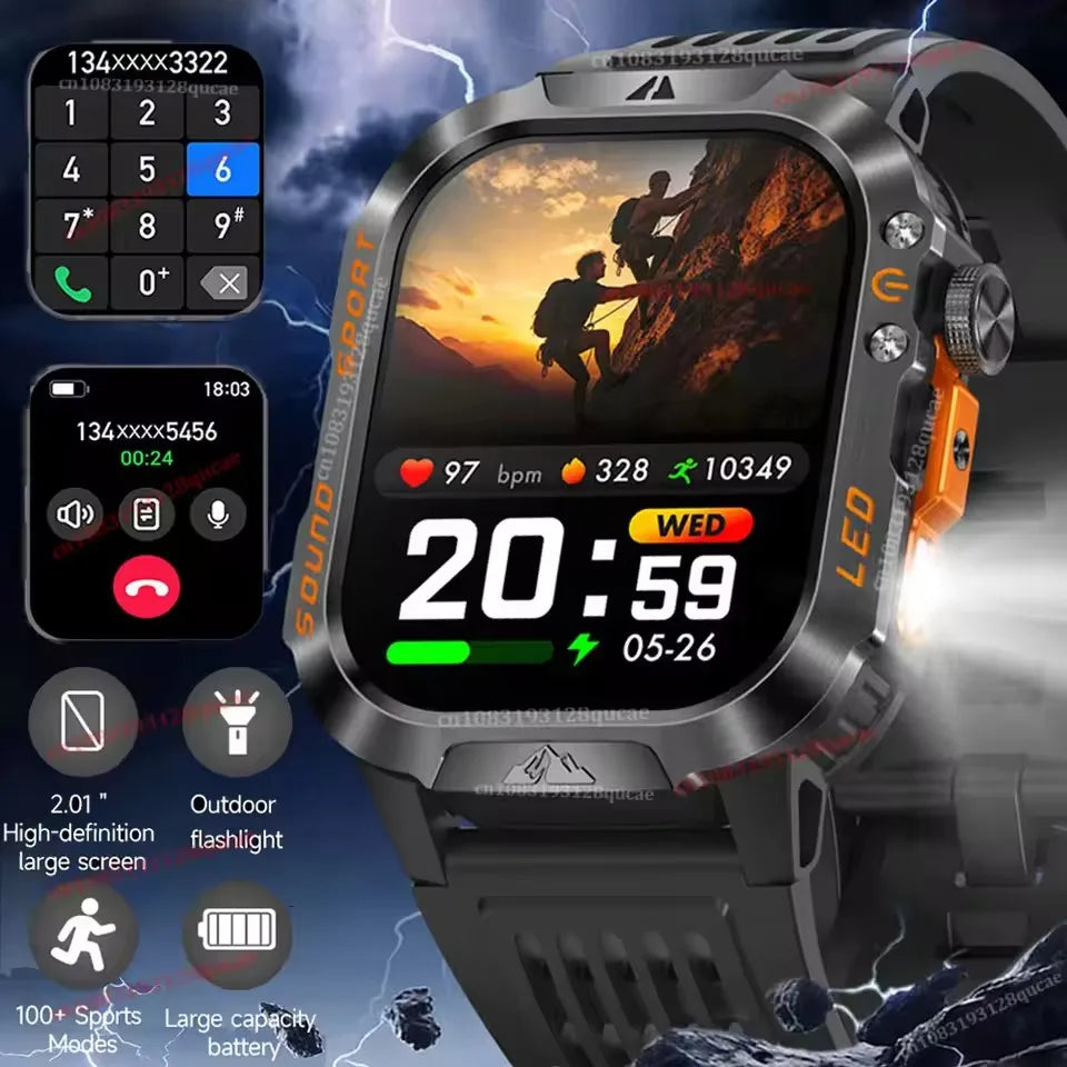 2026 Smart Watch Men's Outdoor Voice Assistant Bluetooth Call LED