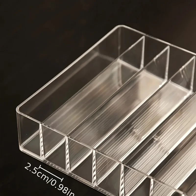 7-Compartment Clear Makeup Organizer – Cosmetic Storage Tray