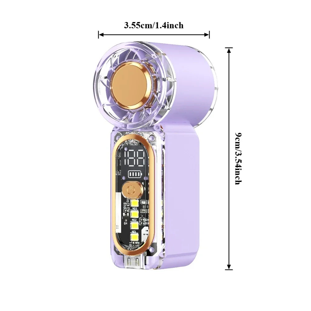 Mini Creative Handheld Fan High-power Display Screen Light USB