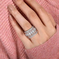 Huitan CZ Wide Band Women's Ring – Sparkling Wedding Jewelry