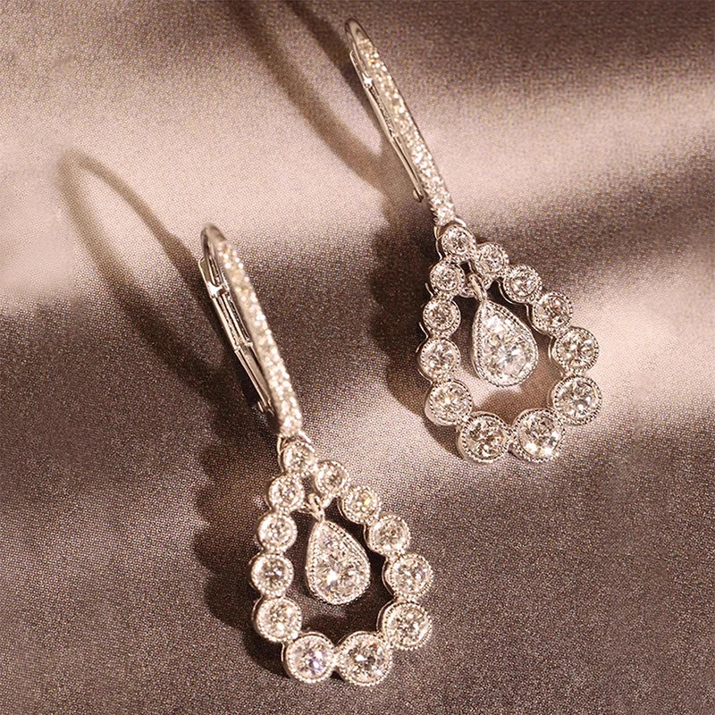 Huitan Waterdrop Drop Earrings – Sparkling Cubic Zirconia