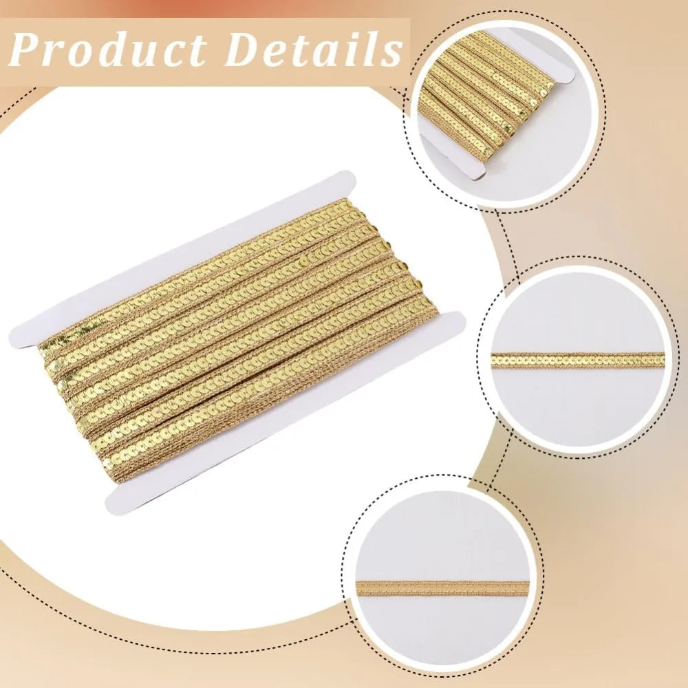 Gold Sequin Ribbon 1/2 Inch – 10.94 Yd Glitter Trim Roll