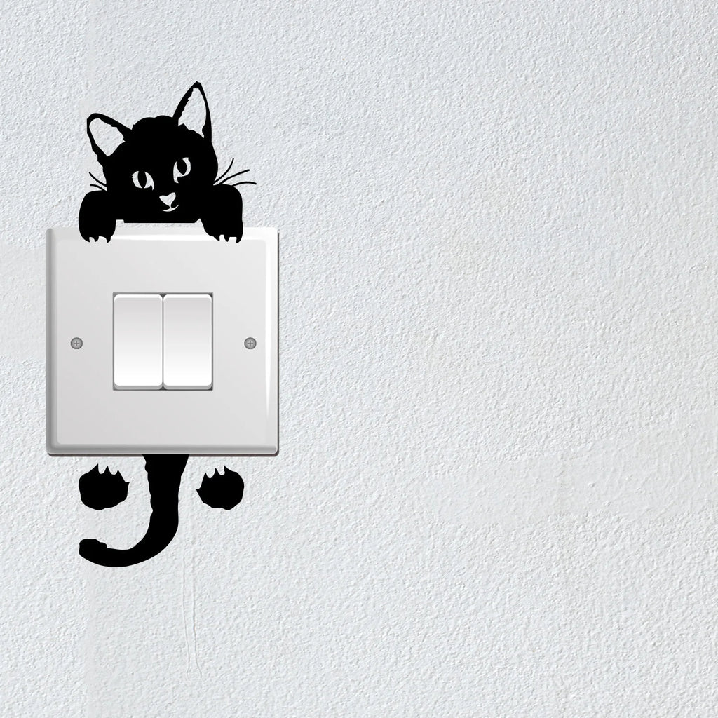 Funny Kitten Child Bedroom Switch Cover Room Decor On-off Sticker