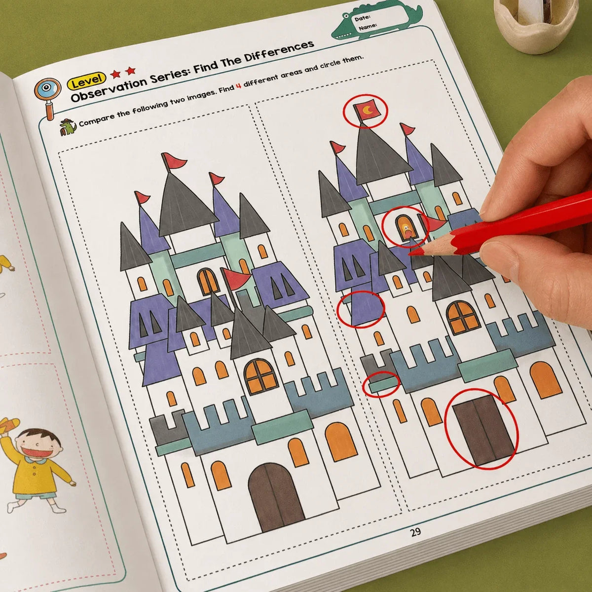 Find Differences Puzzle Book 32 Pages Kids Observation Training Game