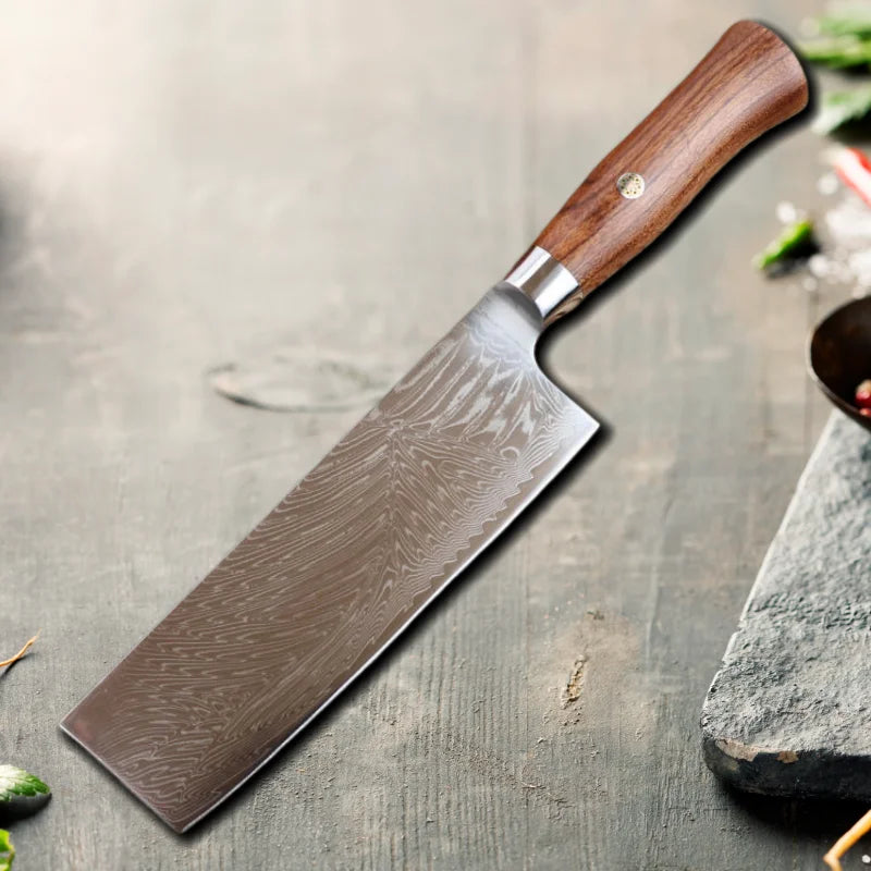 67-Layer Damascus Steel Cleaver – Ultra-Sharp Kitchen Knife