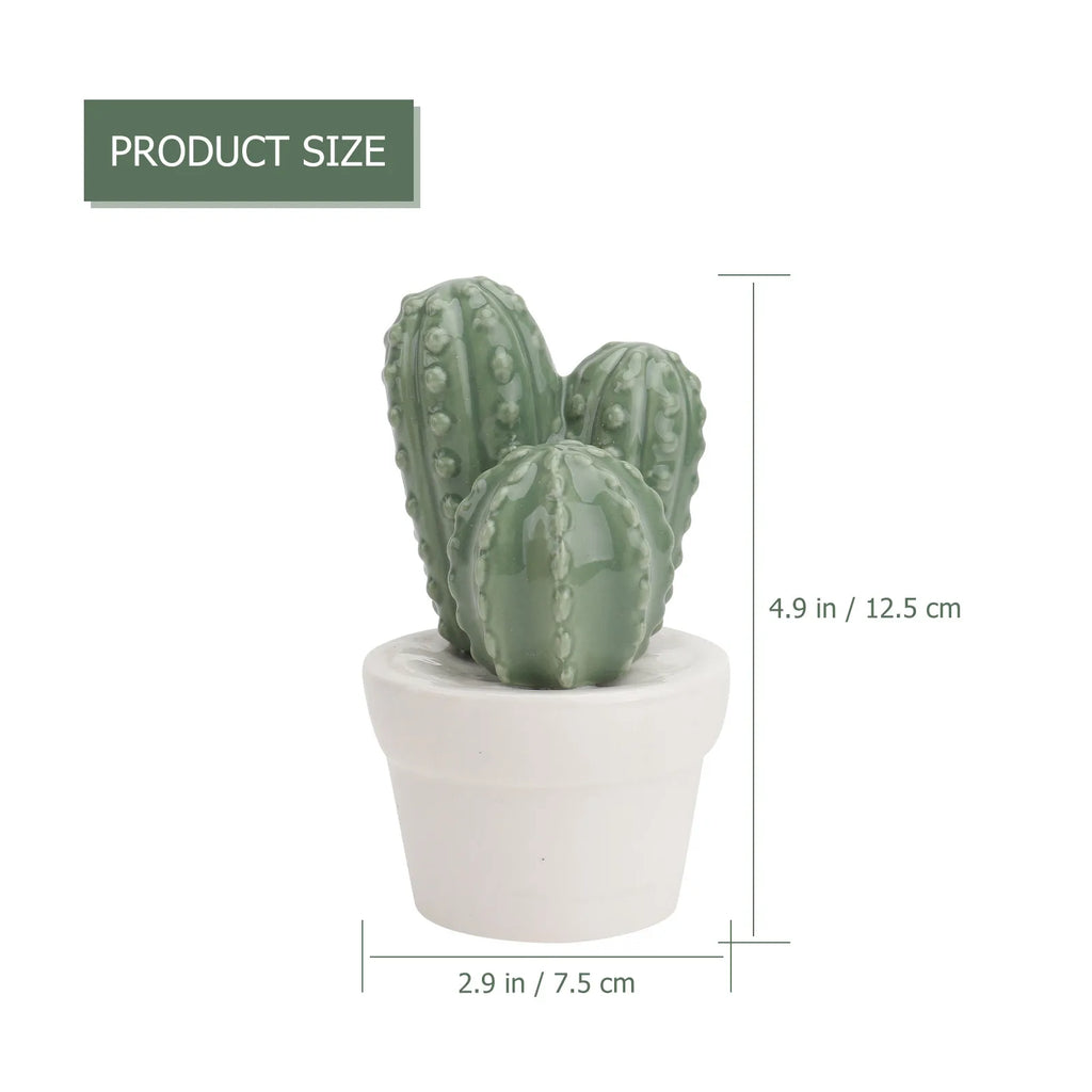 Artisan Ceramic Cactus Bowl Planter Bonsai Decor Indoor Green Plant