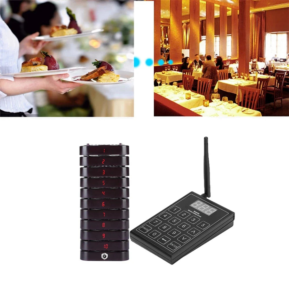 Wireless Restaurant Pager System | 999 Channels, 10–20 Pagers