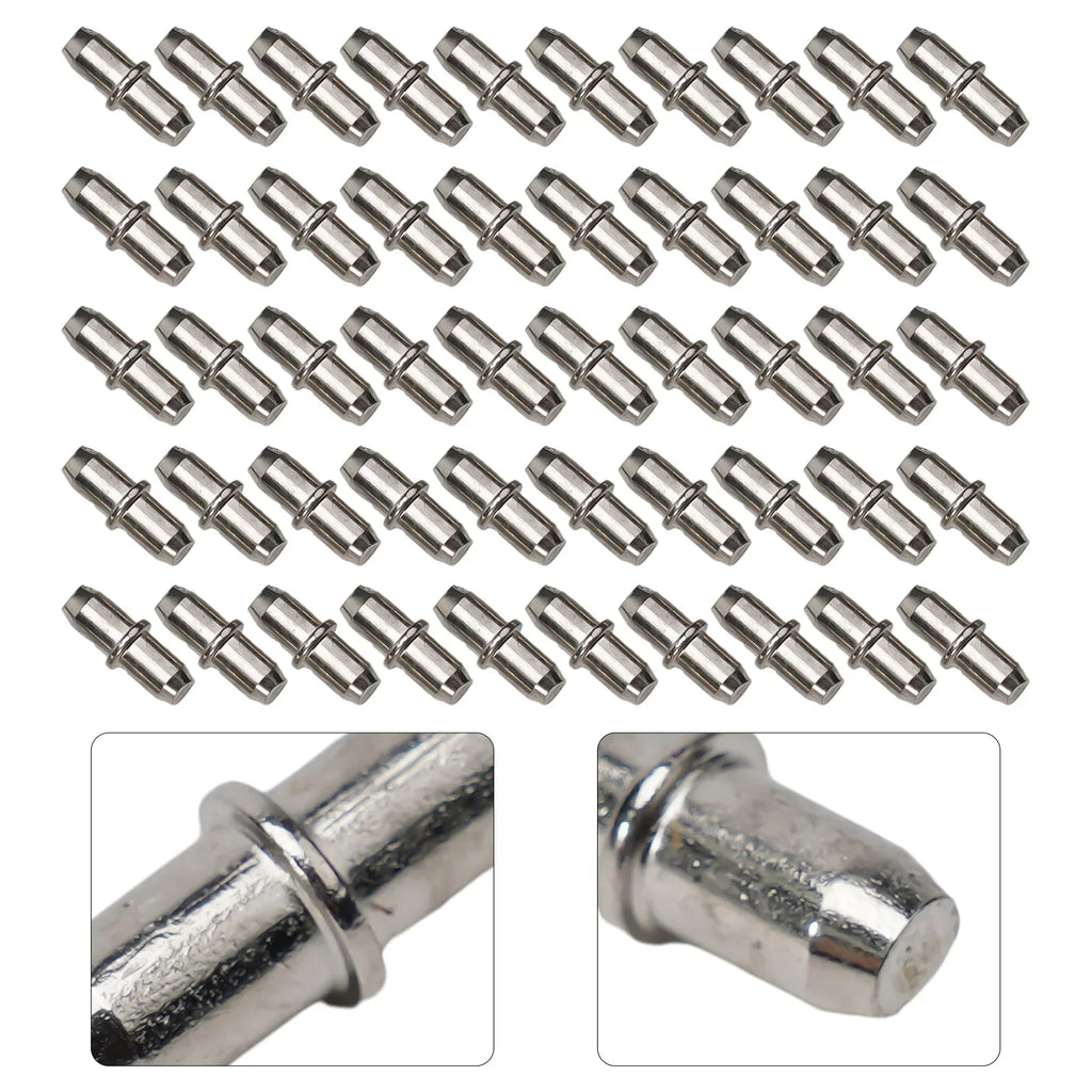 50-Pack Nickel-Plated 5mm Shelf Support Pegs for Cabinets