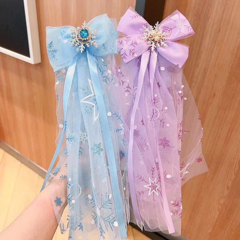 Princess Sequin Tulle Bow Hair Clips for Baby Girls & Toddlers