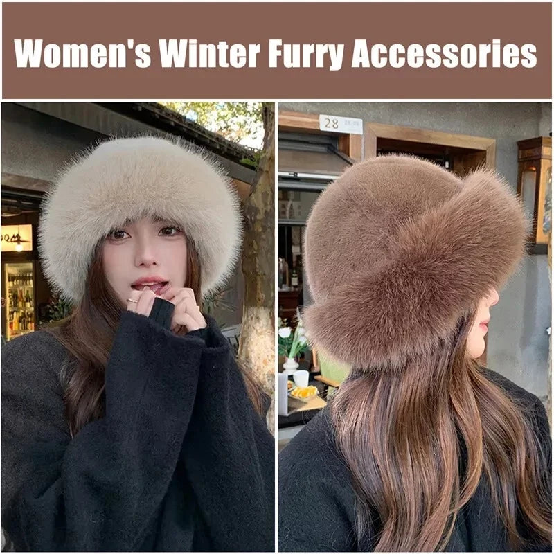 Warm Hat Casual Plush Fluffy Cap Versatile Solid Holiday Season Thick