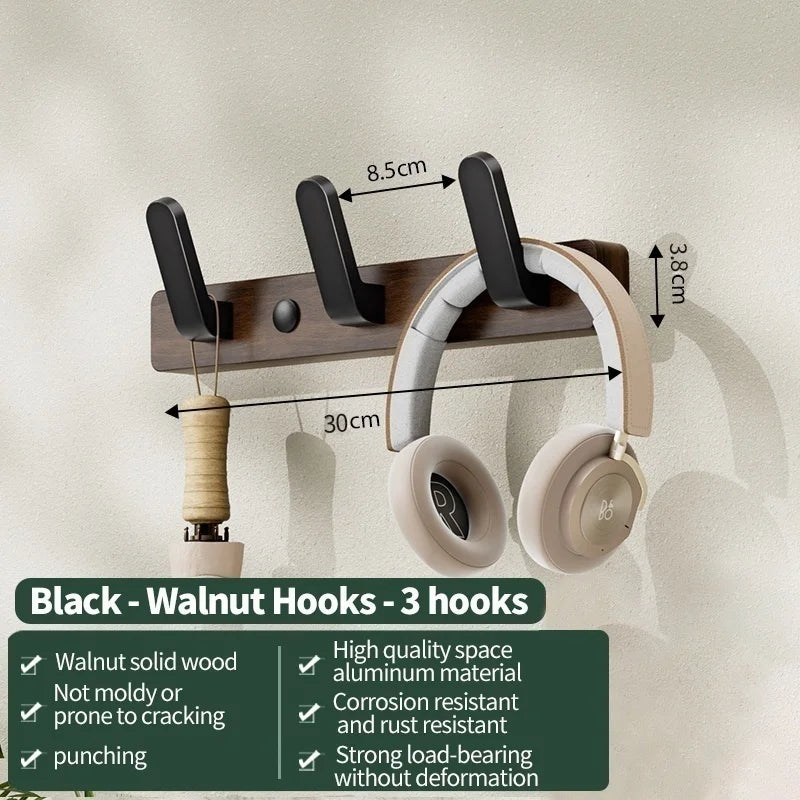 Wood & Aluminum Wall Hook Rack | Towel, Coat & Kitchen Hanger