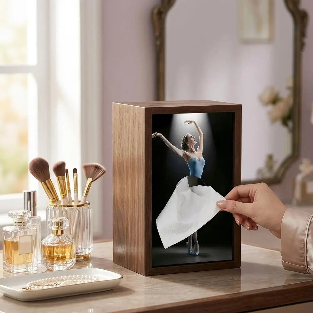 Ballerina Wooden Tissue Box Cover | Ballet Dancer Napkin Holder