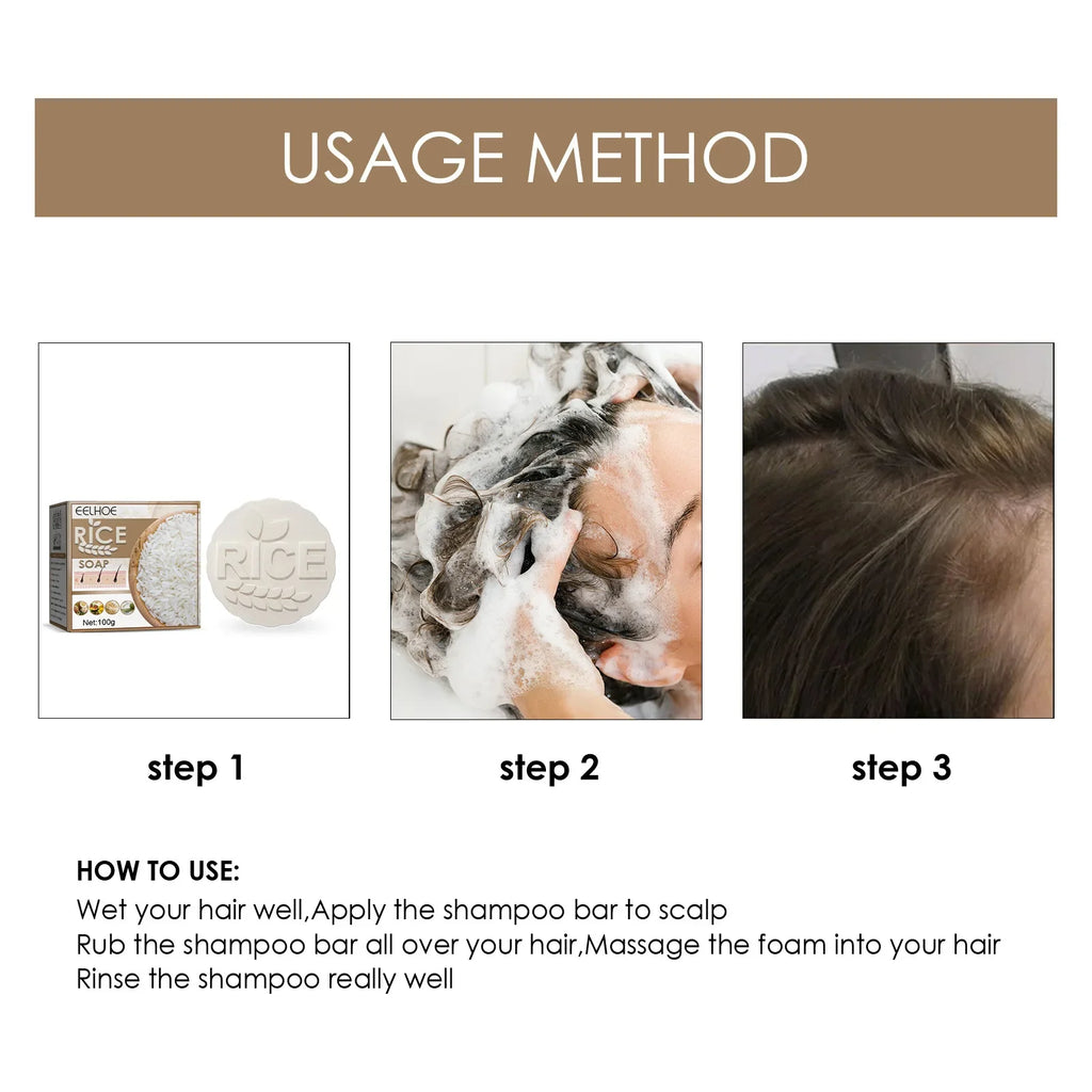 Rice Shampoo Bar – Anti Hair Loss, Nourishing & Strengthening