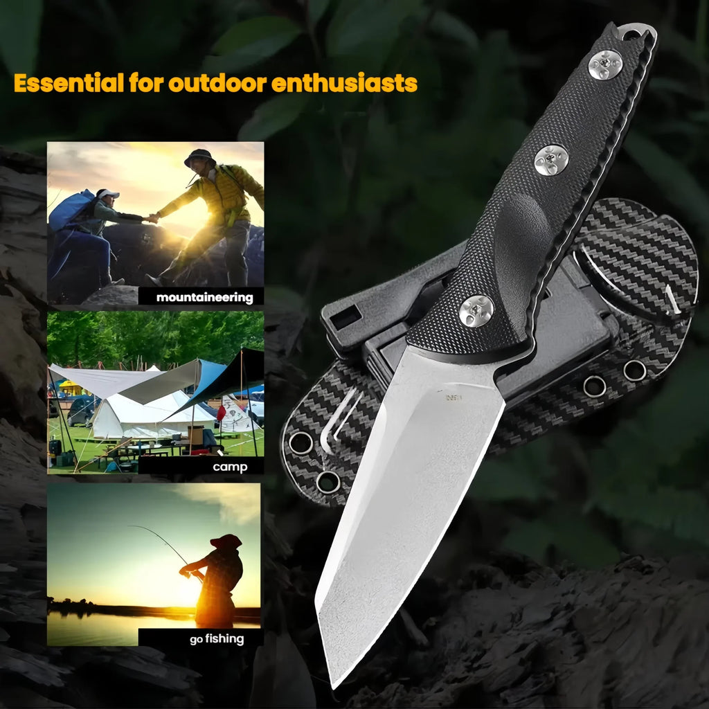 FL FLYWOD Fixed Blade Knife | G10 Handle & Sheath – Camping