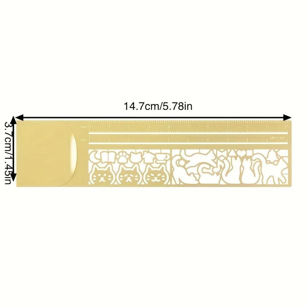 3-in-1 Cat Lover Metal Ruler – Bookmark & Template, 20+ Designs