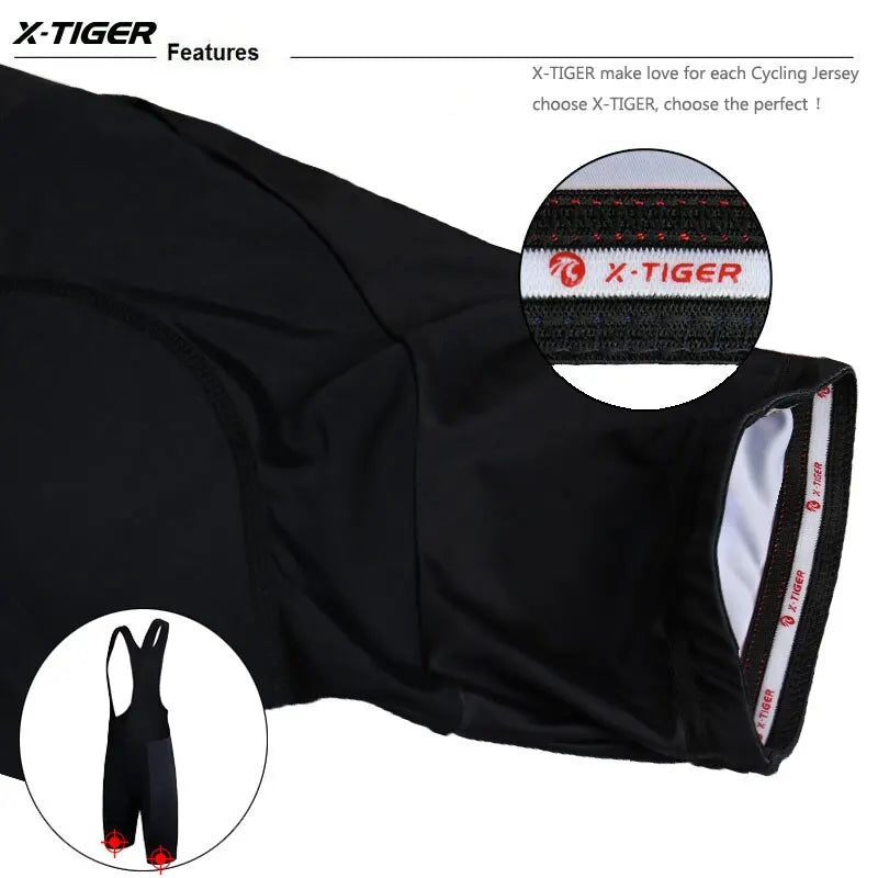 X-TIGER Men's Cycling Bib Shorts 5D Gel Pad Pro Lycra