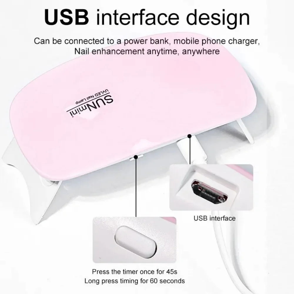 Mini UV LED Nail Lamp 6W – Portable Gel Polish Dryer & Manicure Tool