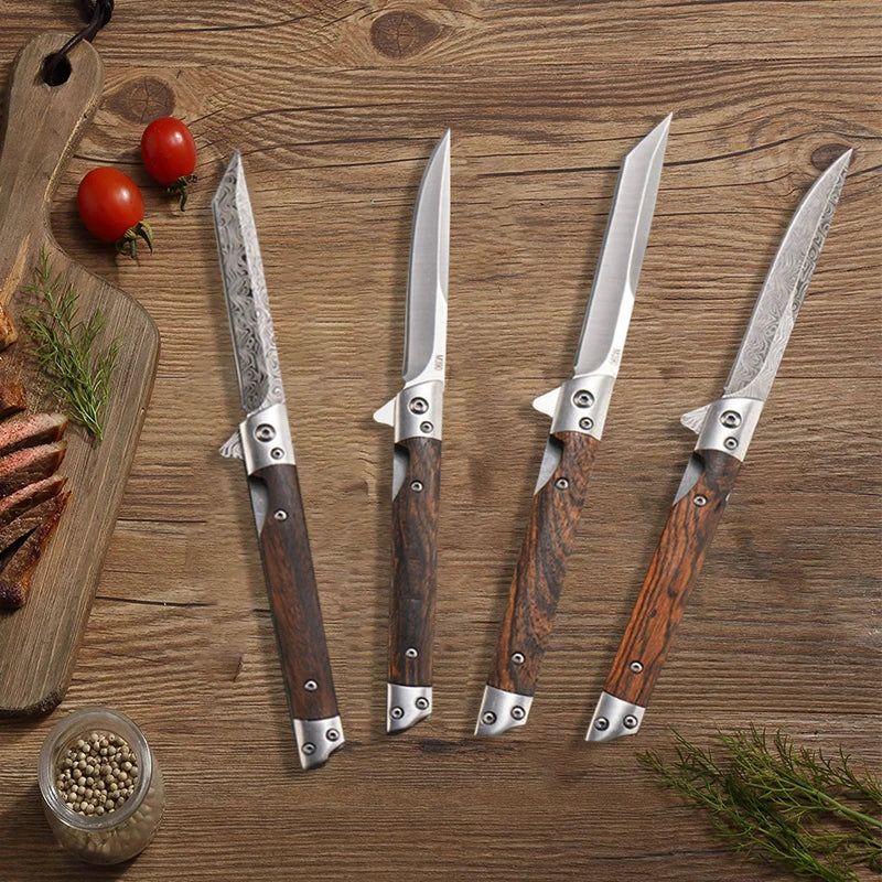 Damascus Folding Pocket Knife – Stainless Steel Camping EDC