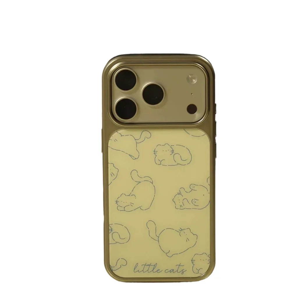 Cute Yellow Cat Epoxy iPhone Case | Shockproof Silver Edge TPU