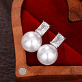 Huitan Pearl & Cubic Zirconia Drop Earrings for Women