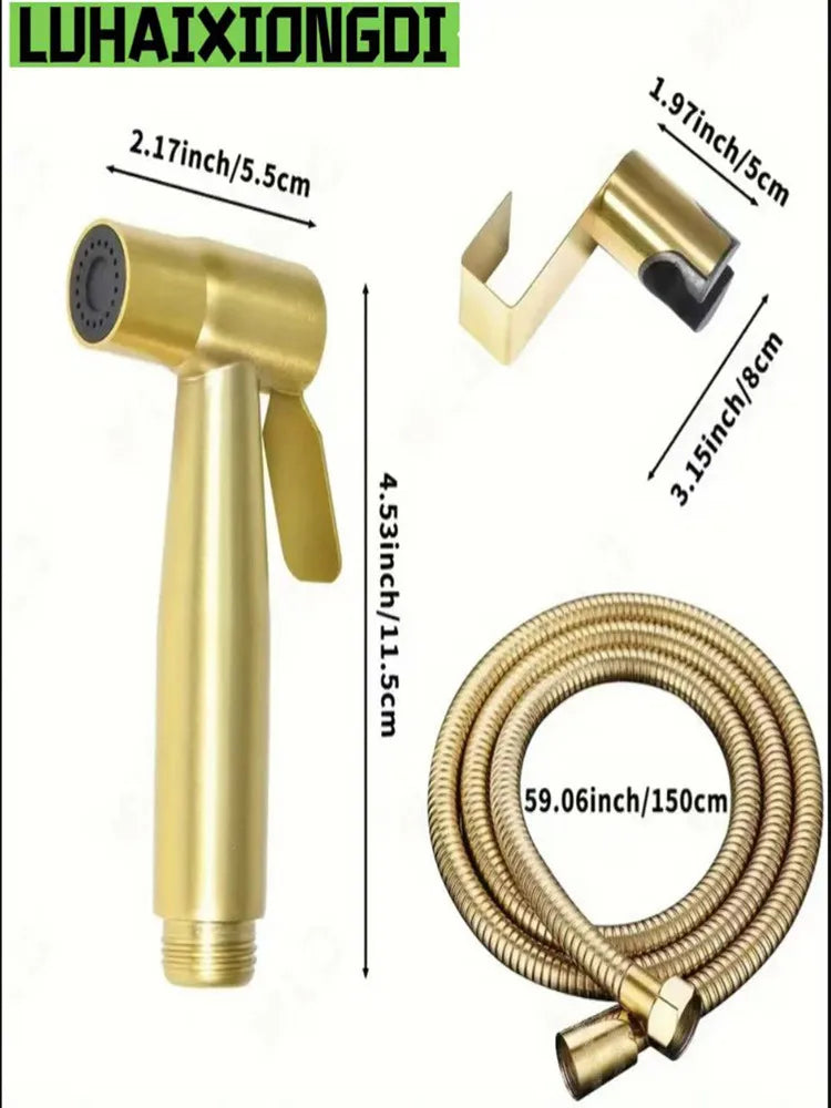 Golden Handheld Bidet Sprayer Set | Stainless Steel & 59" Hose