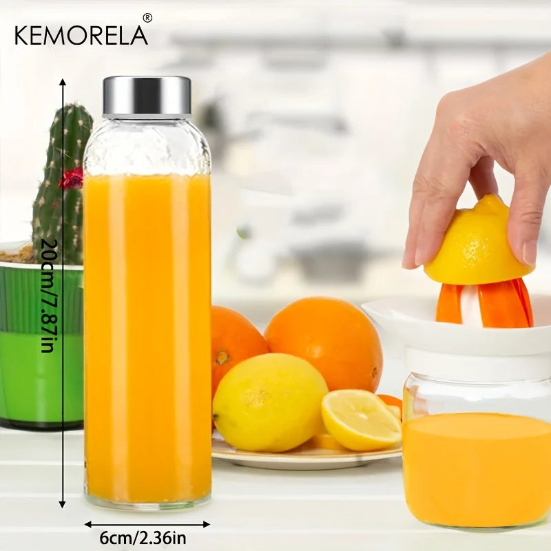KEMORELA 530ml Clear Glass Bottles with Stainless Steel Lids 3/4/6pk