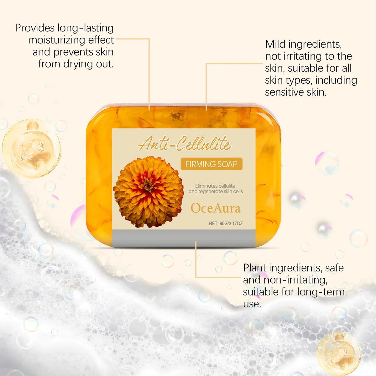 OceAura NMN Firming Body Soap Bar | Shea Butter & Glycerin 90g