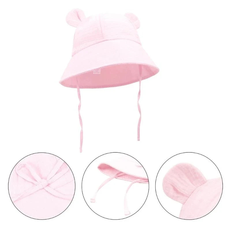 Baby Wide Brim Sun Hat | Soft Cotton Bucket Hat 0–3 Years